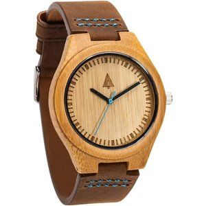 Treehut Men's Ebony Wooden Watch- Brown Leather Strap 11